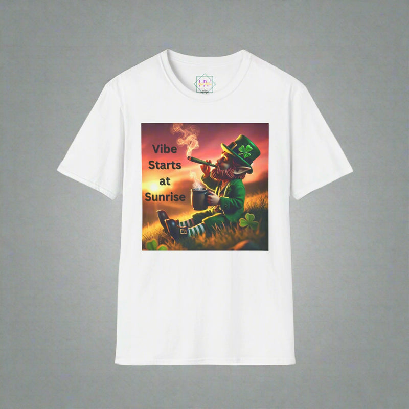 Chillin' Like a Lucky Legend: Coffee, Blunt, and Sunrise Vibes St. Patrick Day T-Shirt